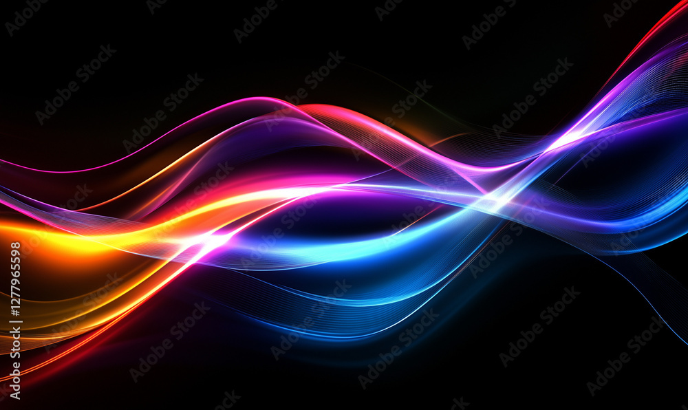Dark Setting Brought to Life with Colorful Glowing Lights for a Futuristic Effect Dark Setting Brought to Life with Colorful Glowing Lights for a Futuristic Effect