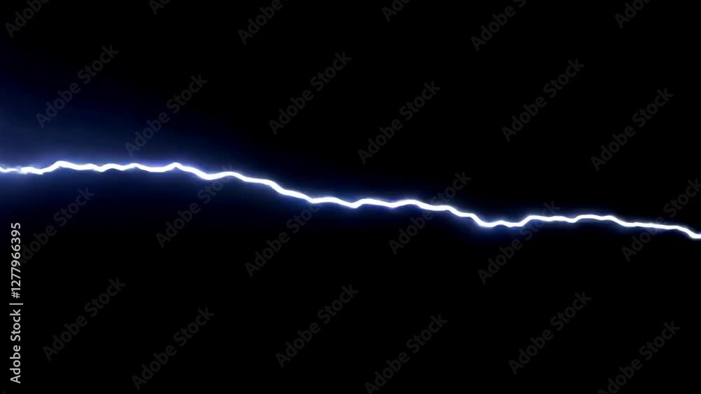 Lightning effect, electricity 3d effect, blue light force effect, Blue Lightning flash Thunderbolt isolated on black background, Electrical Storm. Loop Animation, Lightning blast