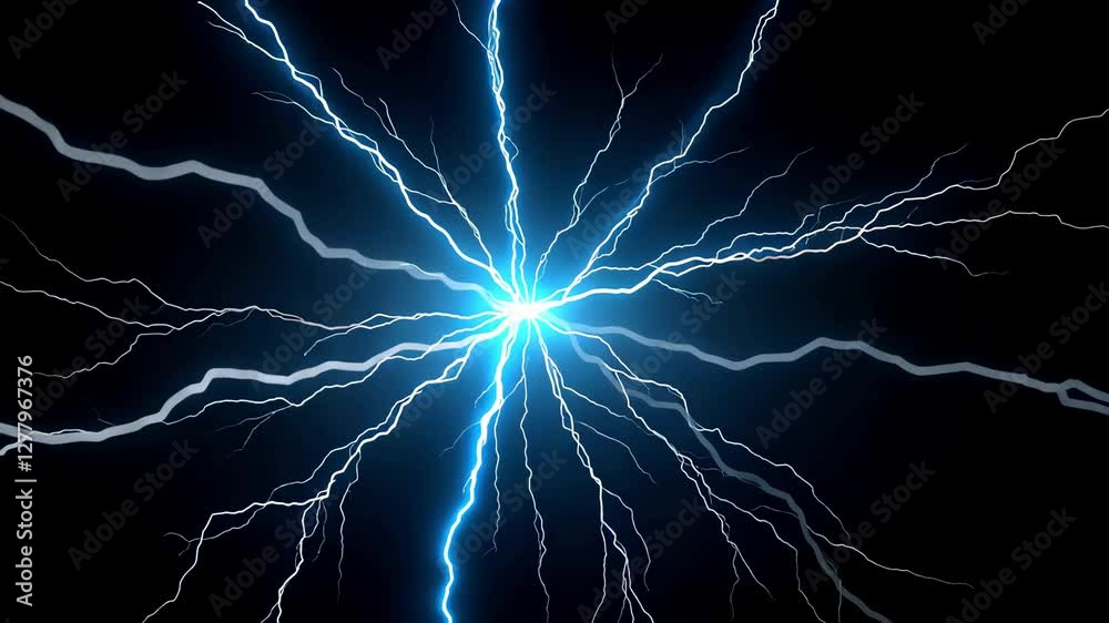 Lightning effect, electricity 3d effect, blue light force effect, Blue ...