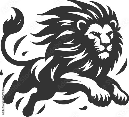 A lion charging forward with fearless energy