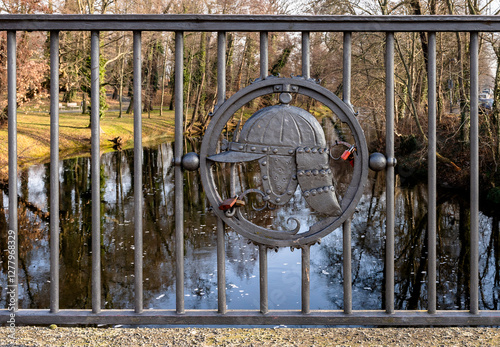 Zitadellbrücke in Berlin Spandau, historische Symbole am Brückengeländer, Zitadelle Spandau, Berlin, Deutschland photo