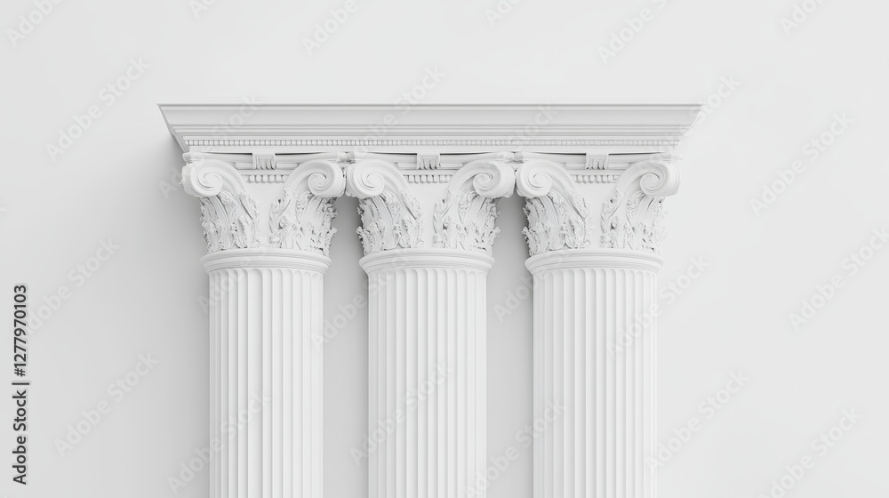 Obraz premium Elegant white corinthian columns with intricate capitals and fluted shafts