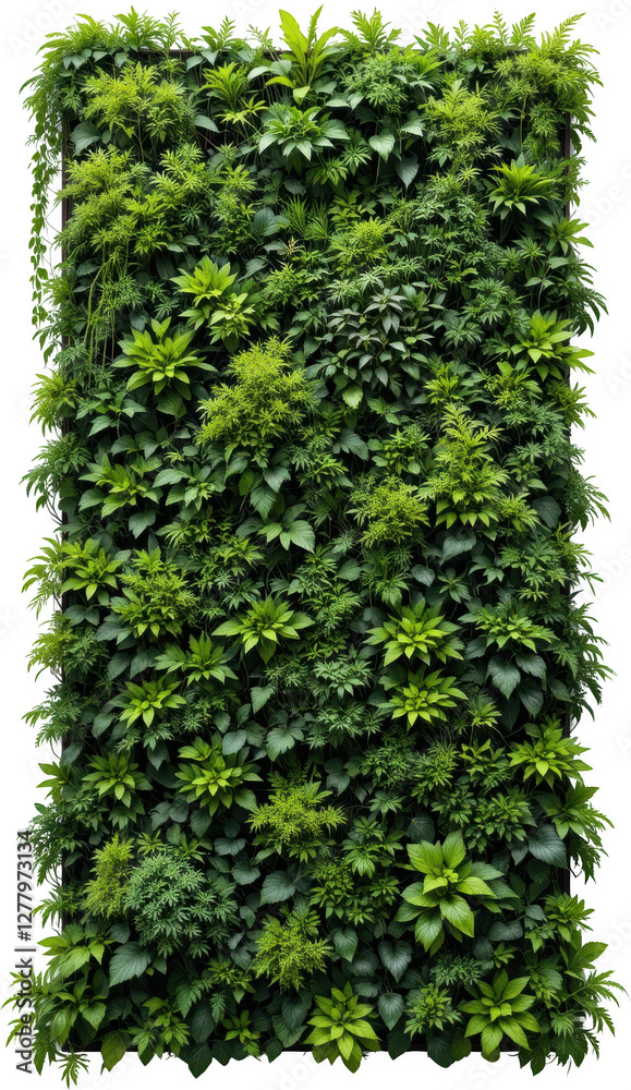 Fototapeta premium Lush Green Vertical Garden Wall Abundant Foliage Nature Background Eco Friendly Greenery