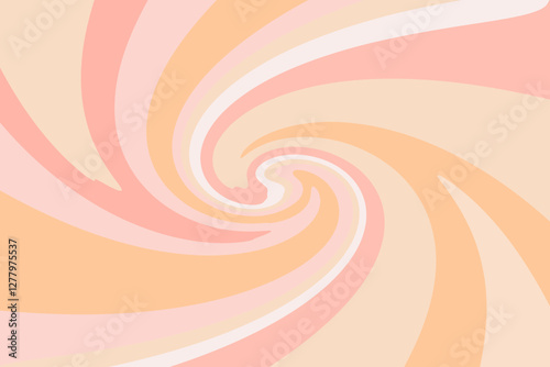 Cute vintage, abstract light pink, peach color swirl or vortex background. Aesthetic retro groovy, anime nude beige wallpaper with playful, funky curvy lines, twirl texture.