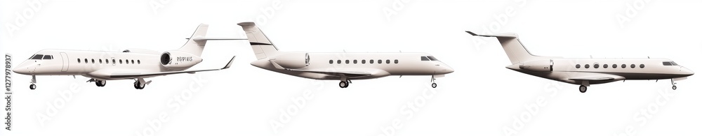 Obraz premium Three white private jets isolated on white