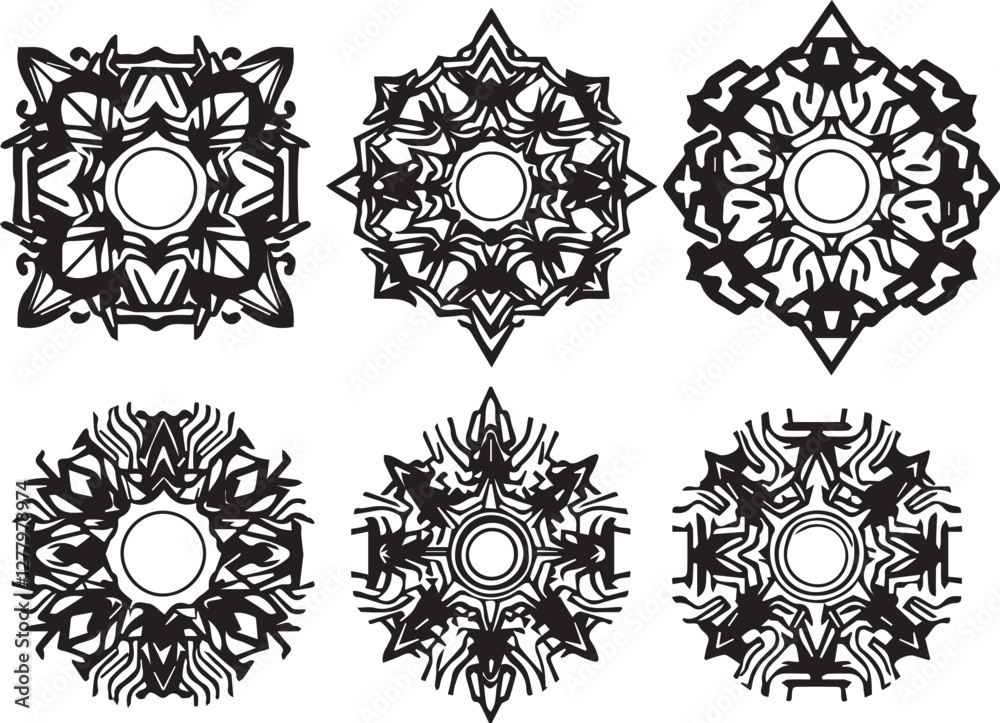 Set of elements for flat design, patterns, ornaments, mandalas. Hand drawn vector illustration Set of elements for flat design, patterns, ornaments, mandalas. Hand drawn vector illustration