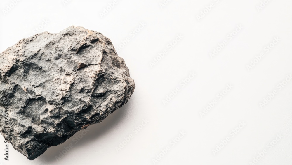 Fototapeta premium Gray rock specimen on white surface