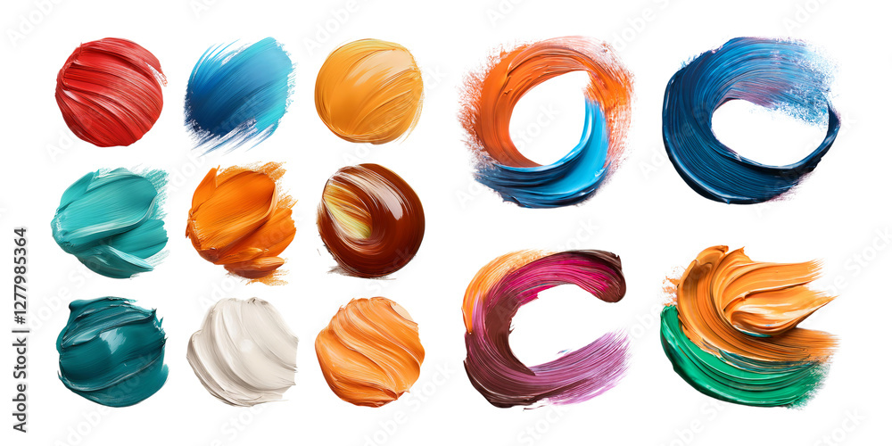 Vibrant Swirls and Strokes of Colorful Paint Isolated on White Background Vibrant Swirls and Strokes of Colorful Paint Isolated on White Background
