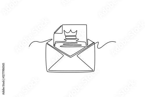Protection of intellectual property concept. Single line draw design vector graphic illustration.	