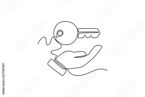 Protection of intellectual property concept. Single line draw design vector graphic illustration.	