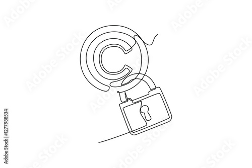 Protection of intellectual property concept. Single line draw design vector graphic illustration.	