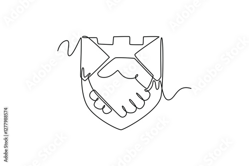 Protection of intellectual property concept. Single line draw design vector graphic illustration.	