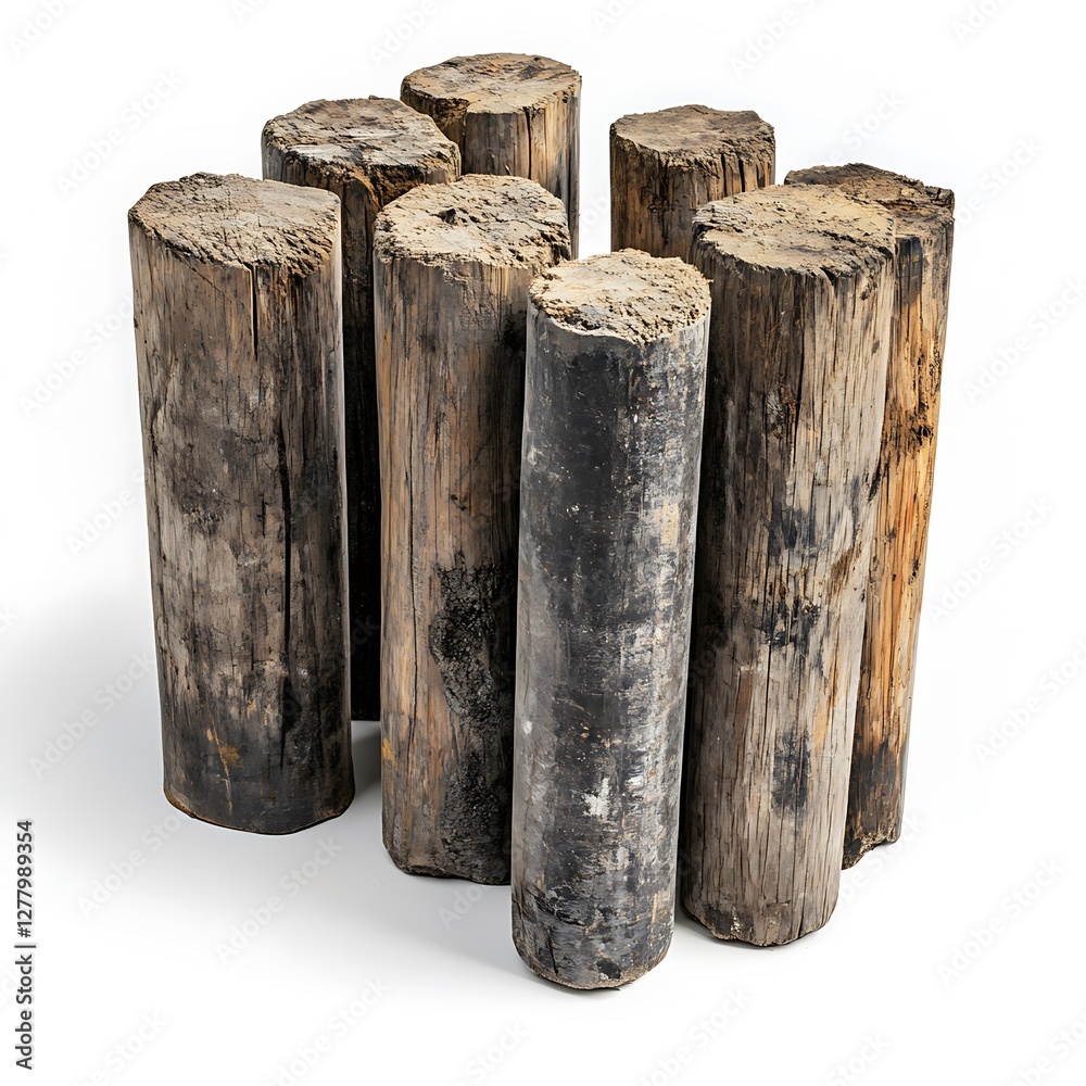 pile of old wooden logs isolated on white background with clipping path pile of old wooden logs isolated on white background with clipping path