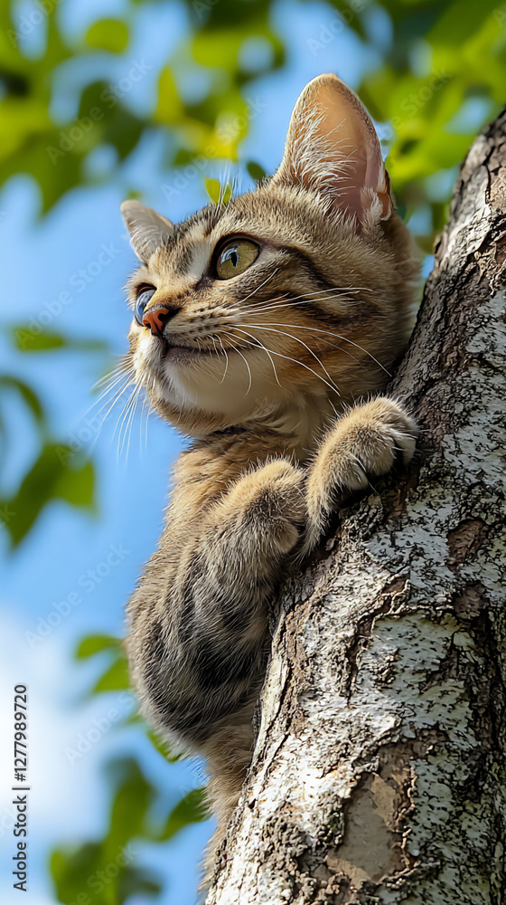  devon rex cat climbing tree