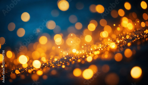 Luces bokeh sobre un fondo azul