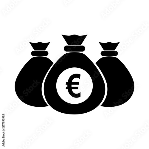 Money bag euro icon. Euro currency symbol. Money and currency sign. Flat vector illustration simple design.