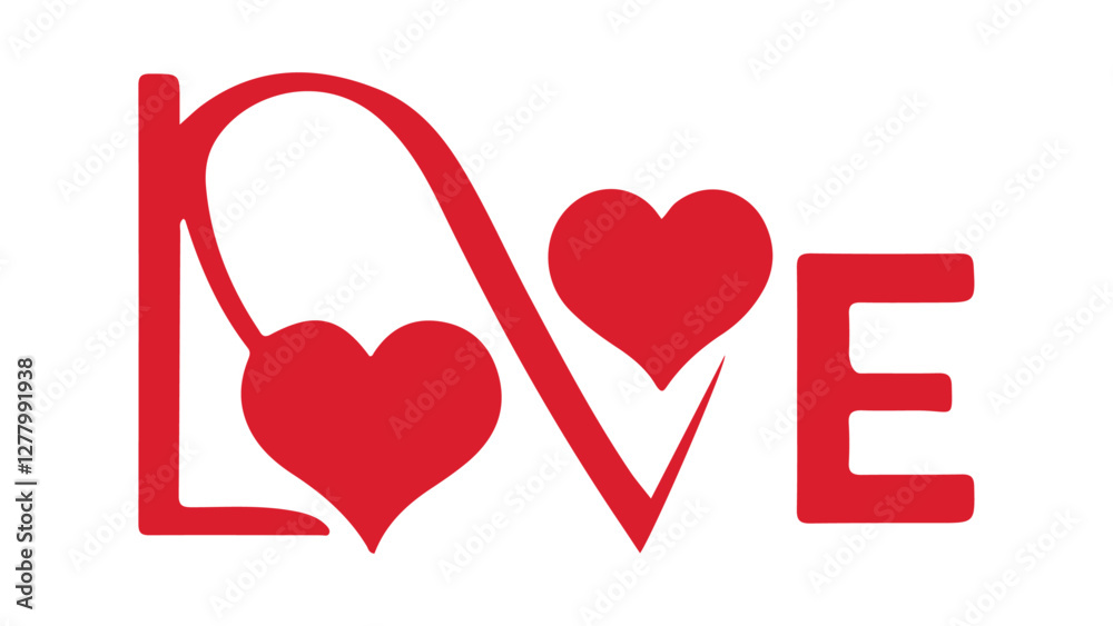 cute love sign with hearts vector illustration cute love sign with hearts vector illustration