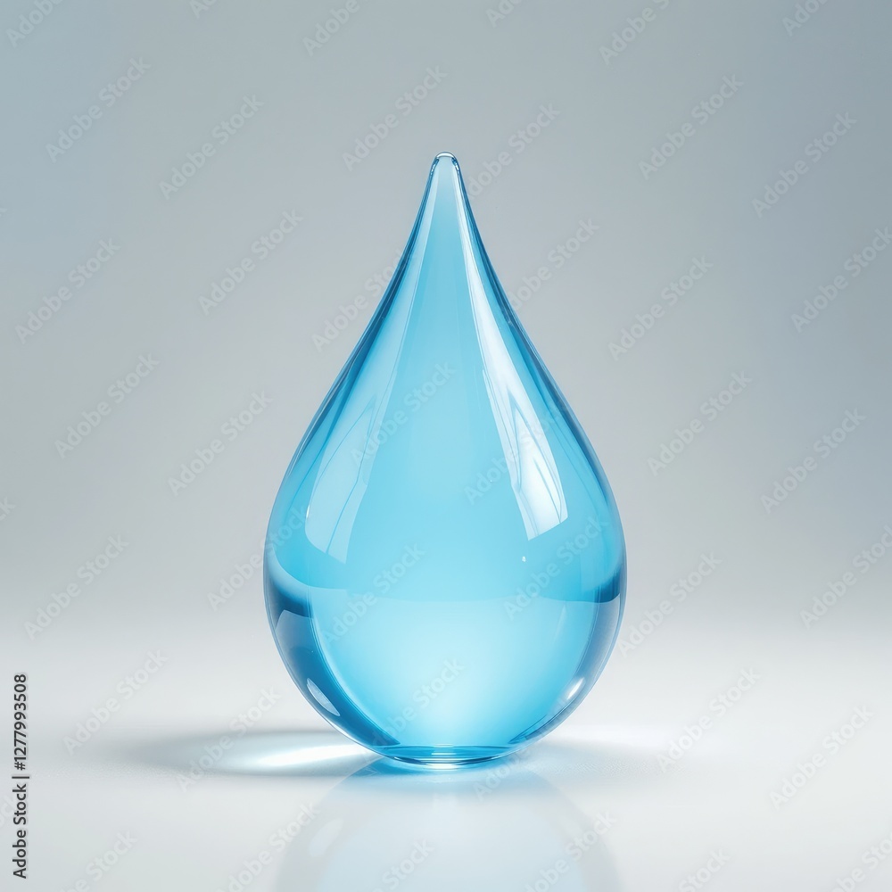 Crystal Clear Blue Water Droplet – Purity, Hydration, and Nature Concept Crystal Clear Blue Water Droplet – Purity, Hydration, and Nature Concept