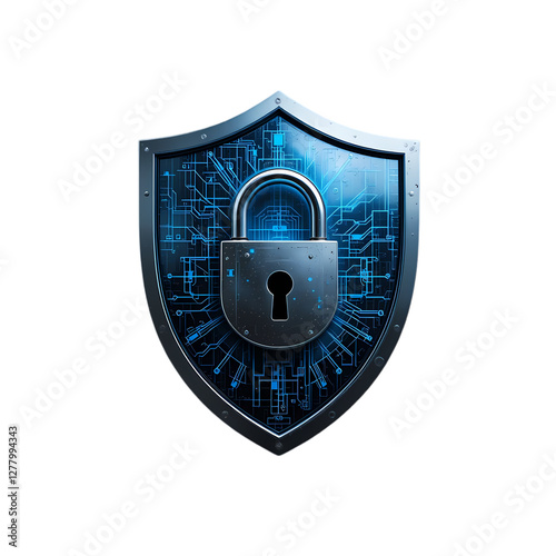 Cybersecurity Shield: Data Protection & Privacy isolated on transparent background