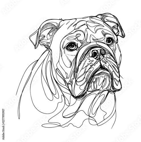 illustration of a  bulldog line art vector