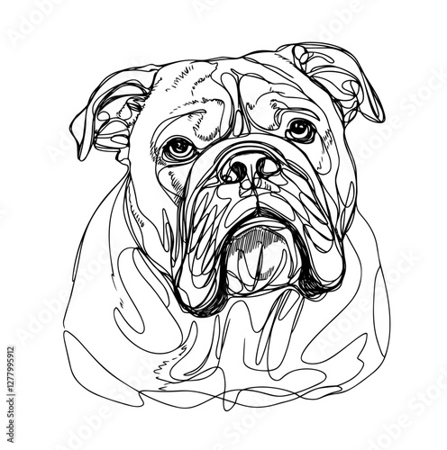 illustration of a  bulldog line art vector