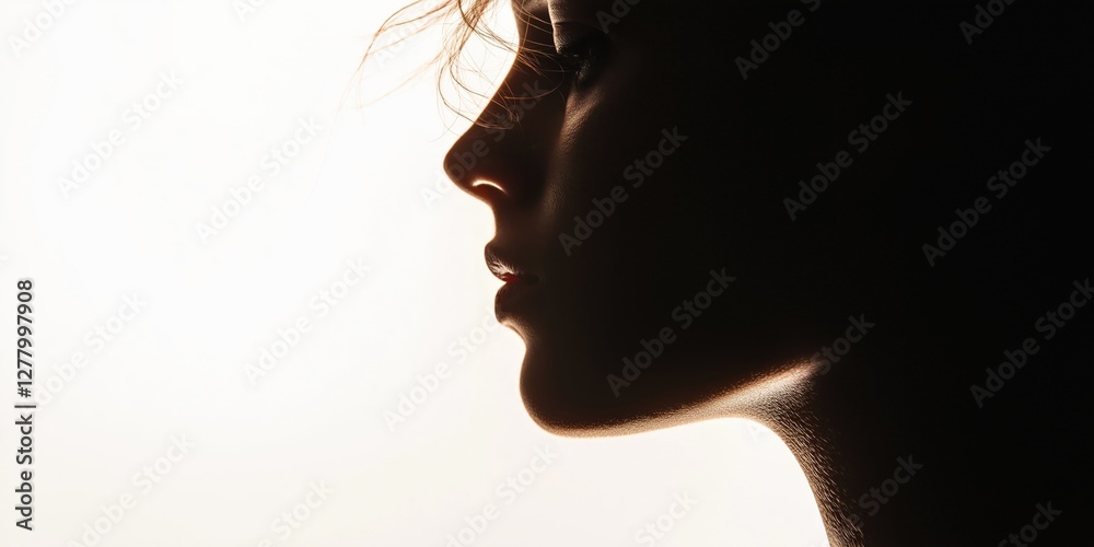 A model's silhouette against a bright white backdrop, perfect for fashion and artistic photography. A model's silhouette against a bright white backdrop, perfect for fashion and artistic photography.