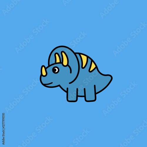 vector illustration of a cartoon triceratops dinosaur