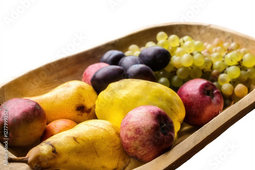 fresh fruit in wooden trough