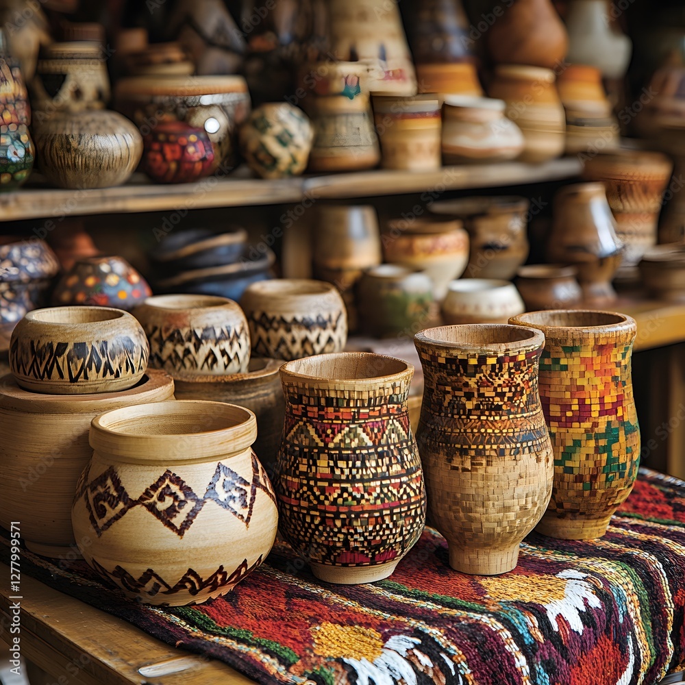 Craftsmanship and Tradition: A captivating display of beautifully handcrafted pottery, each piece telling a story through intricate patterns and unique textures. Craftsmanship and Tradition: A captivating display of beautifully handcrafted pottery, each piece telling a story through intricate patterns and unique textures.