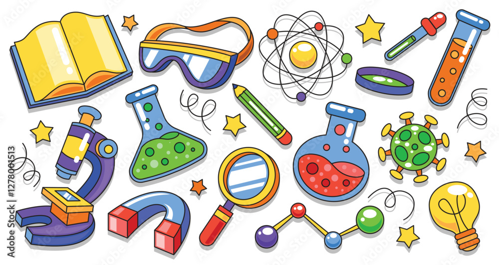 Set of hand drawn science and chemistry element collection Set of hand drawn science and chemistry element collection