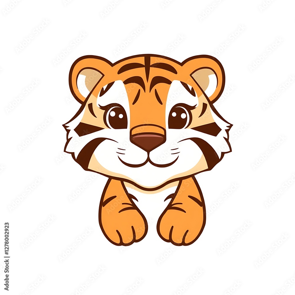Fototapeta premium Adorable and Cute Tiger Mascot Logo with Playful Expression and Bold, Eye-Catching Design