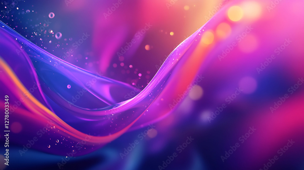 Fototapeta premium Abstract Purple Pink Waves with Glowing Particles