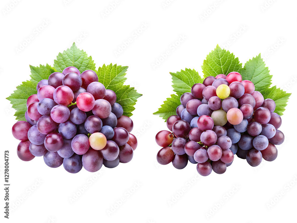 Fototapeta premium A bunch of grapes, Fresh grapes, and Grapefruits isolated