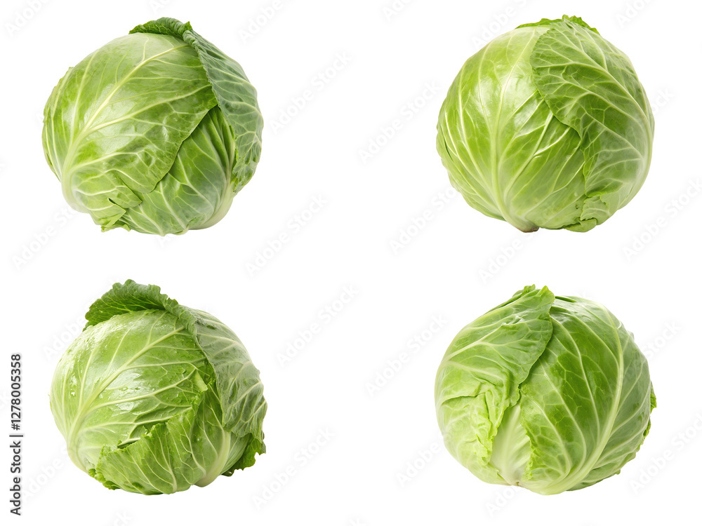 Fototapeta premium Cabbage set, Set of cabbages, and cabbages isolated
