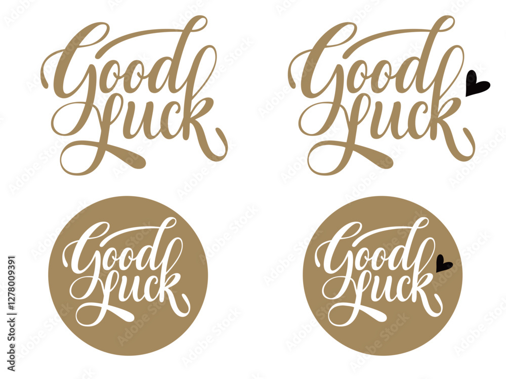 かわいい文字のGood Luck／手書き文字（ベクター背景透過）AI生成