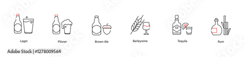 Vector Icons Set - Crisp Lager and Refreshing Pilsner Beer Glasses