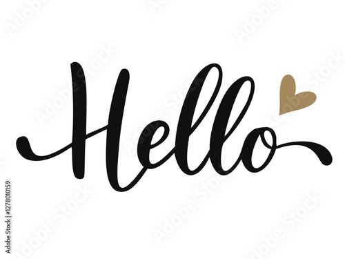 スタイリッシュなHelloの白黒文字イラスト/ベクターAI生成