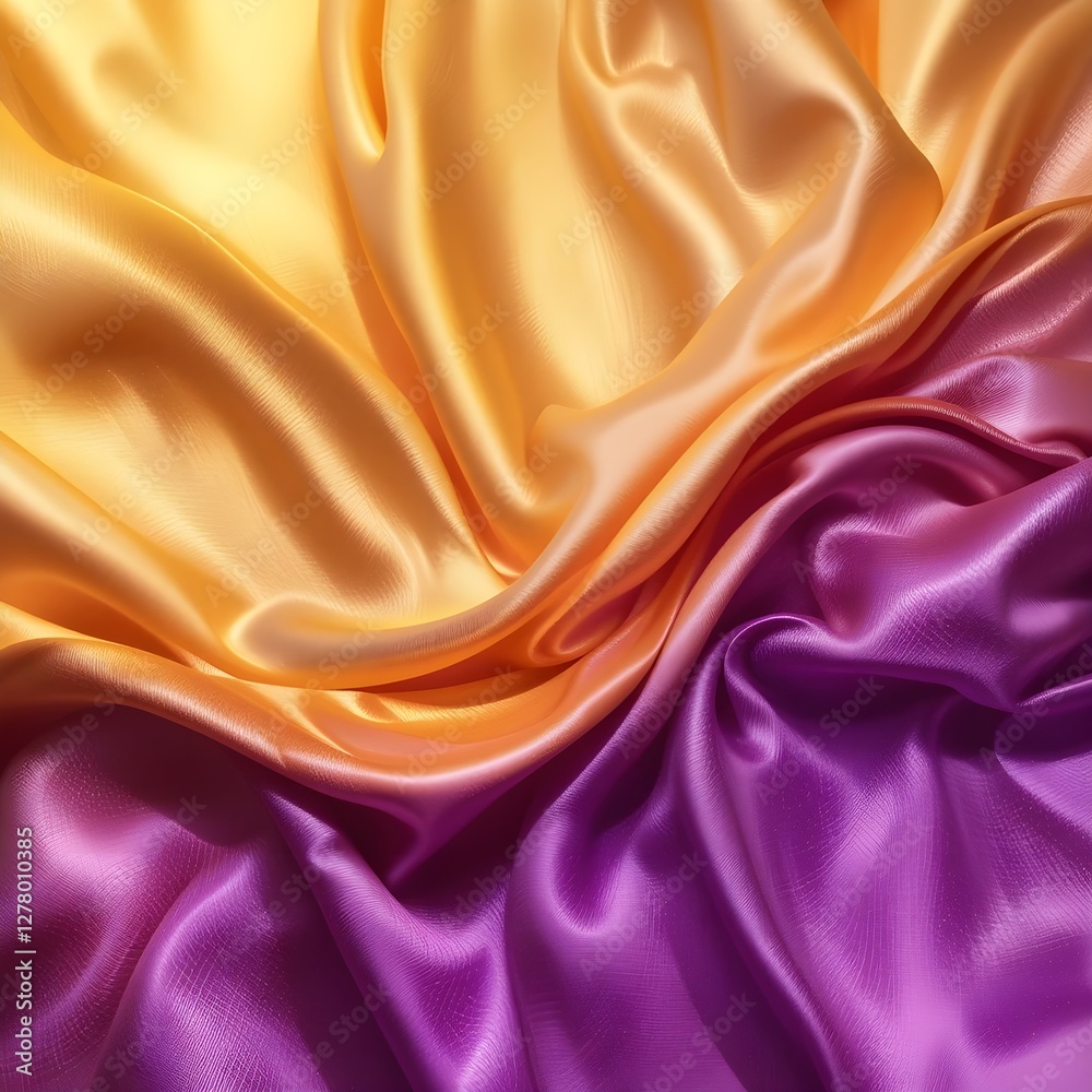 Obraz premium Abstract Background with 3D Wave Bright Gold and Purple Gradient Silk Fabric