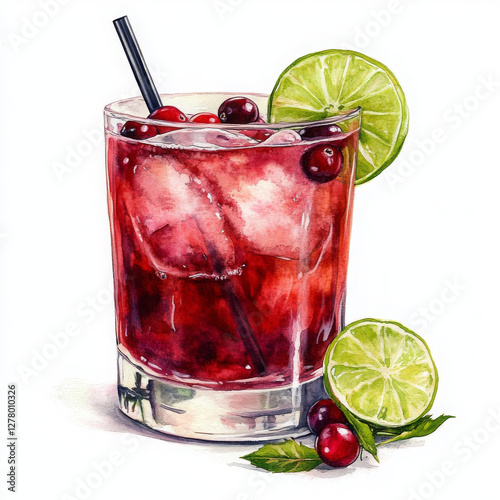 Illustration of refreshing and vibrant watercolor cocktail