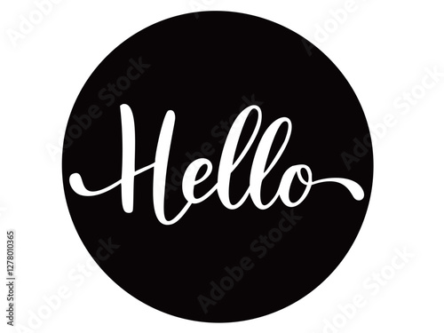 スタイリッシュなHelloの白黒文字イラスト/ベクターAI生成