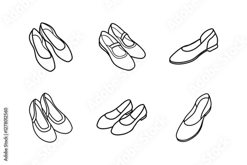 ballet flats sketch line art vector illustration