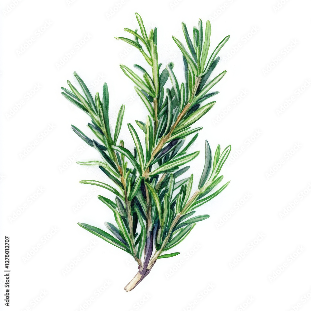 Realistic illustration of rosemary, conveying natural freshness Realistic illustration of rosemary, conveying natural freshness