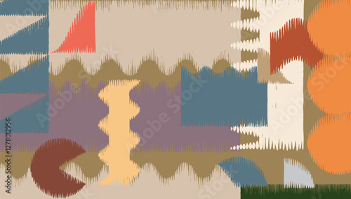 Cute hand draw brush line abstract tribal freeform and geometric shapes background, Japanese and ethnic folk wood carving, engraving, weaving texture surface decoration graphic for textile, carpet, 