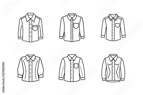 button up shirt sketch line art vector illustration