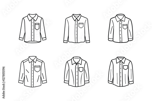 button up shirt sketch icon line art vector illustration