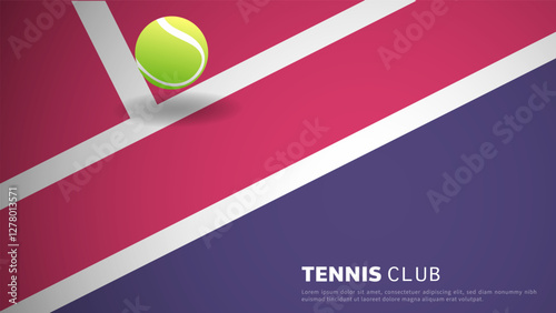 Tennis symbol Pink-purple tone with tennis racket and tennis ball on tennis court background, Illustrations for use in online sporting events , Illustration Vector EPS 10
