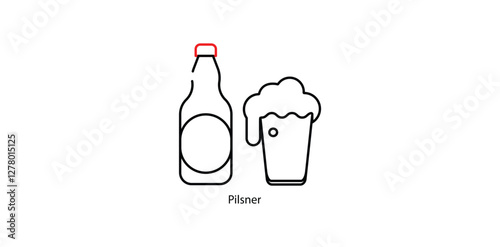 Pilsner Vector Icon - Crisp and Refreshing Lager Beer Glass Illustration