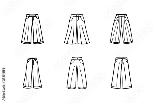 palazzo pants sketch line art vector illustration