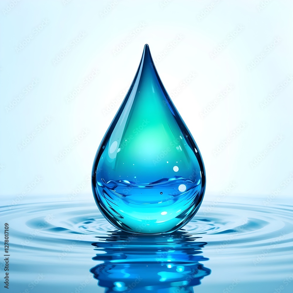 Abstract blue and green color drop to the water