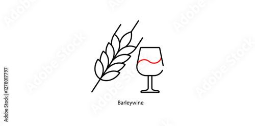 Barley Wine Vector Icon - Strong Malty Ale Glass with Foam